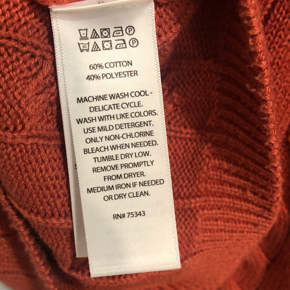 JOIE Burnt Orange Cotton Blend Twin Set Cable Knit Cardigan Sweater & Top Size S - Picture 7 of 9